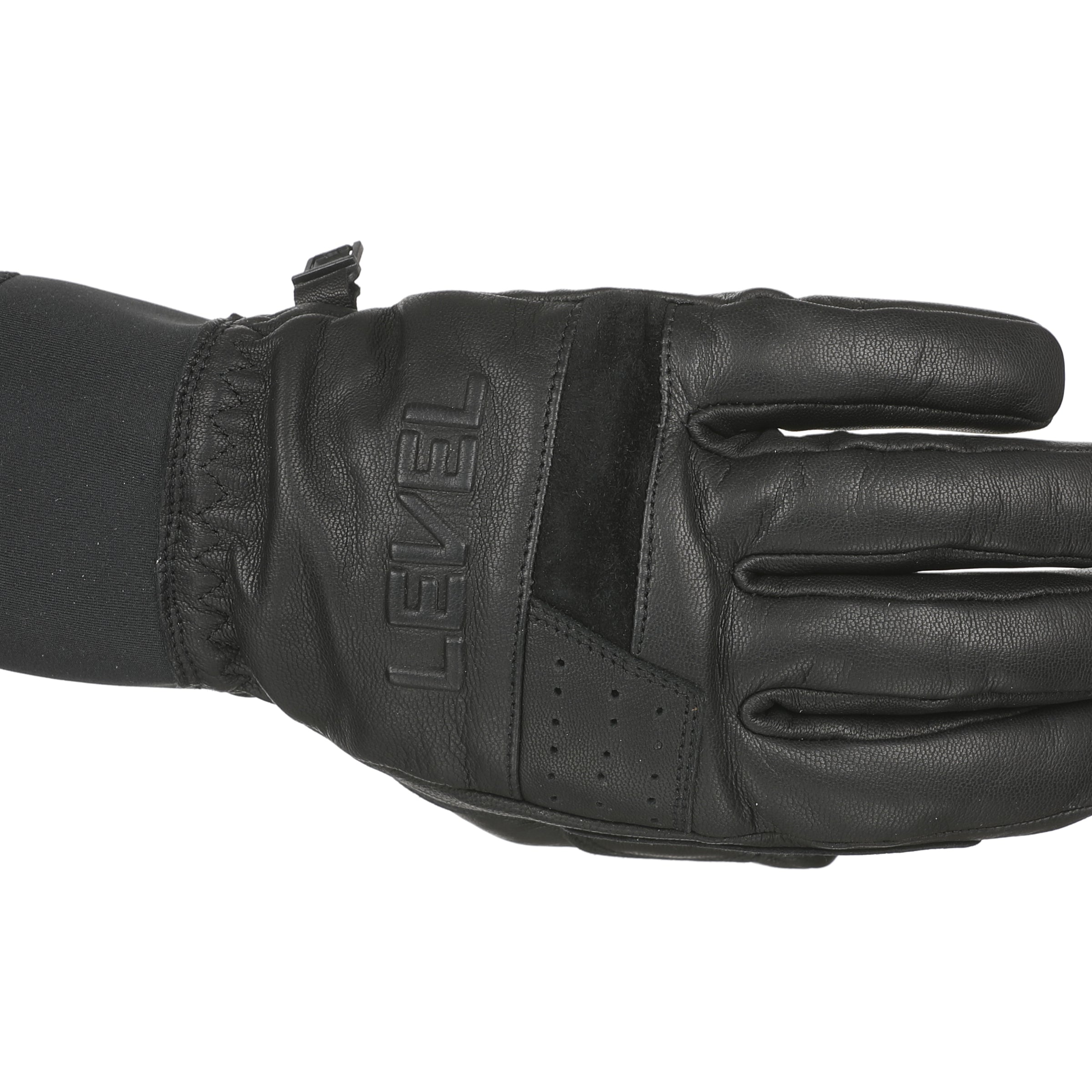 level-half-pipe-eighties-skihandschuhe-schwarz-leder-neoprenbund image 6