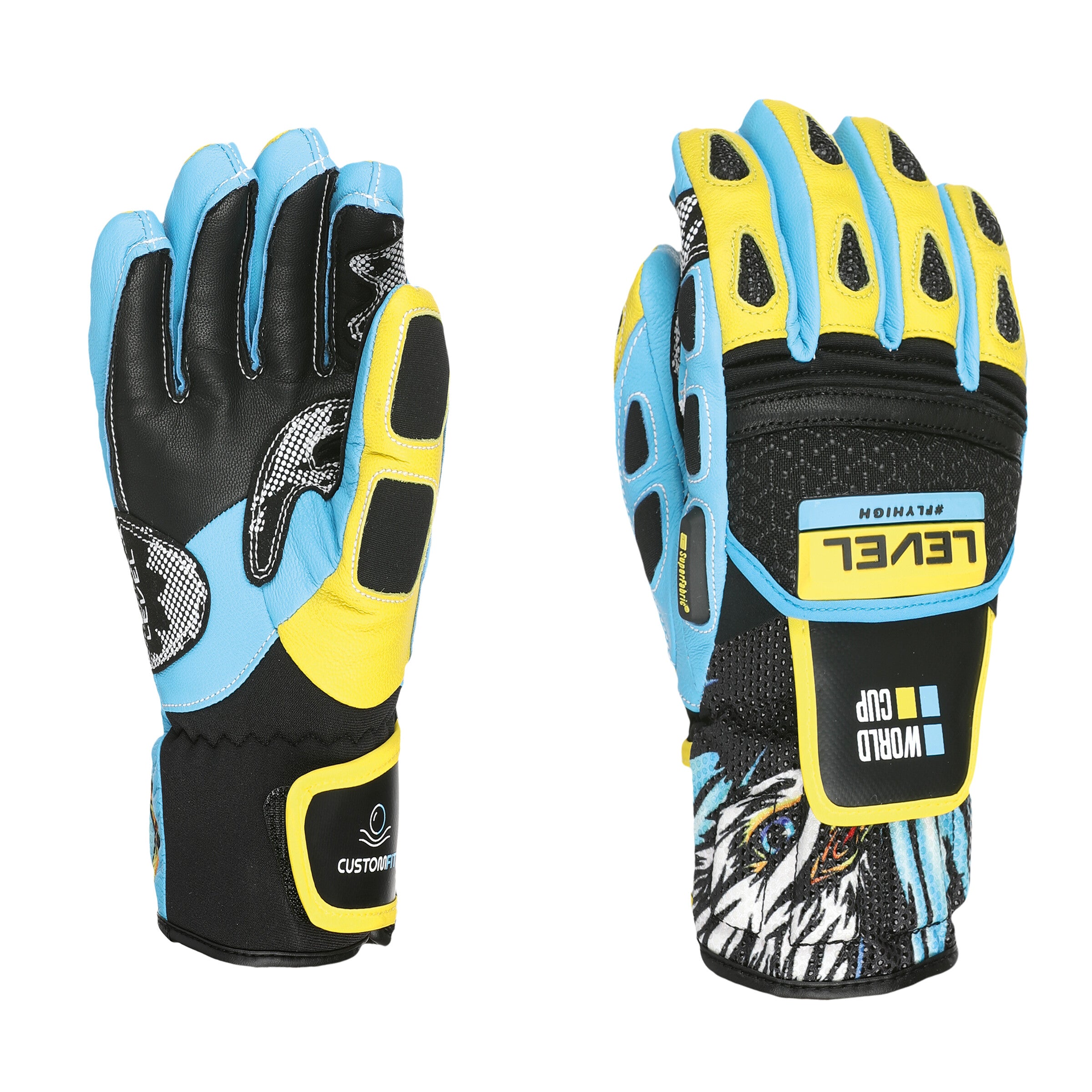 level-worldcup-jr-cf-skihandschuhe-gelb-blau-kinder-race image 1