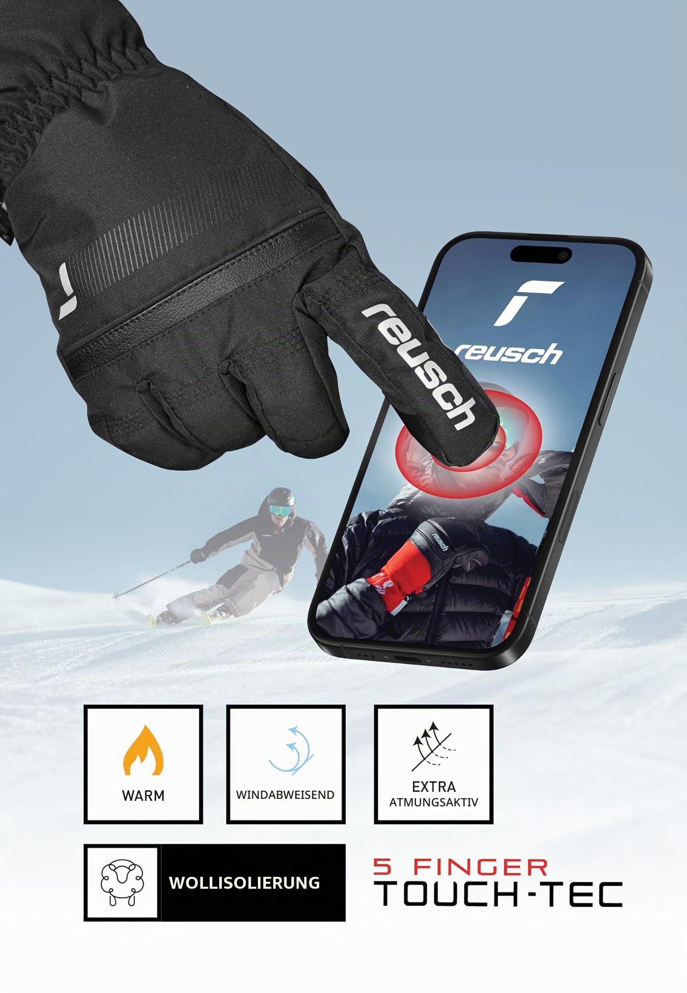 reusch-down-spirit-junior-touch-winterhandschuhe-kinder-warm-winddicht image 7
