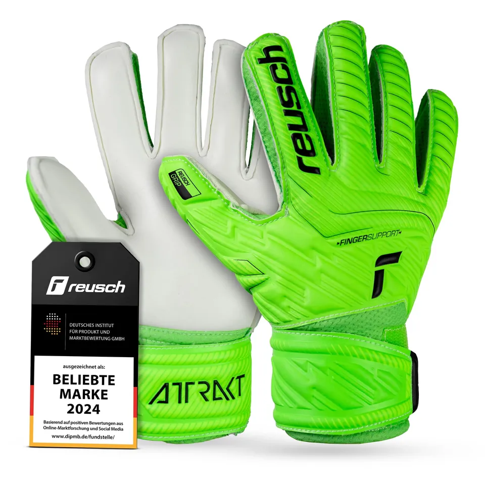 reusch-attrakt-grip-finger-support-junior-torwarthandschuhe-grau-gelb image 1