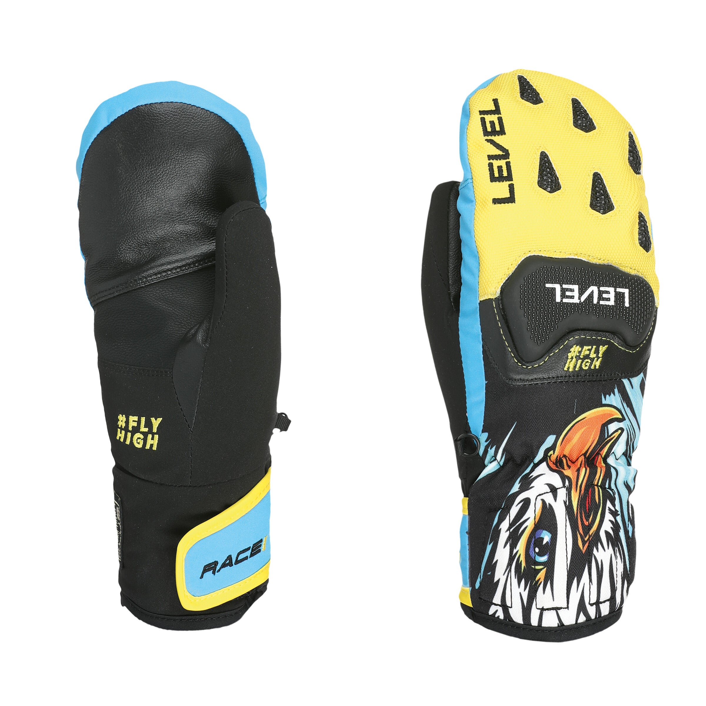 level-worldcup-race-jr-mitten-skihandschuhe-gelb-blau-wasserdicht image 1
