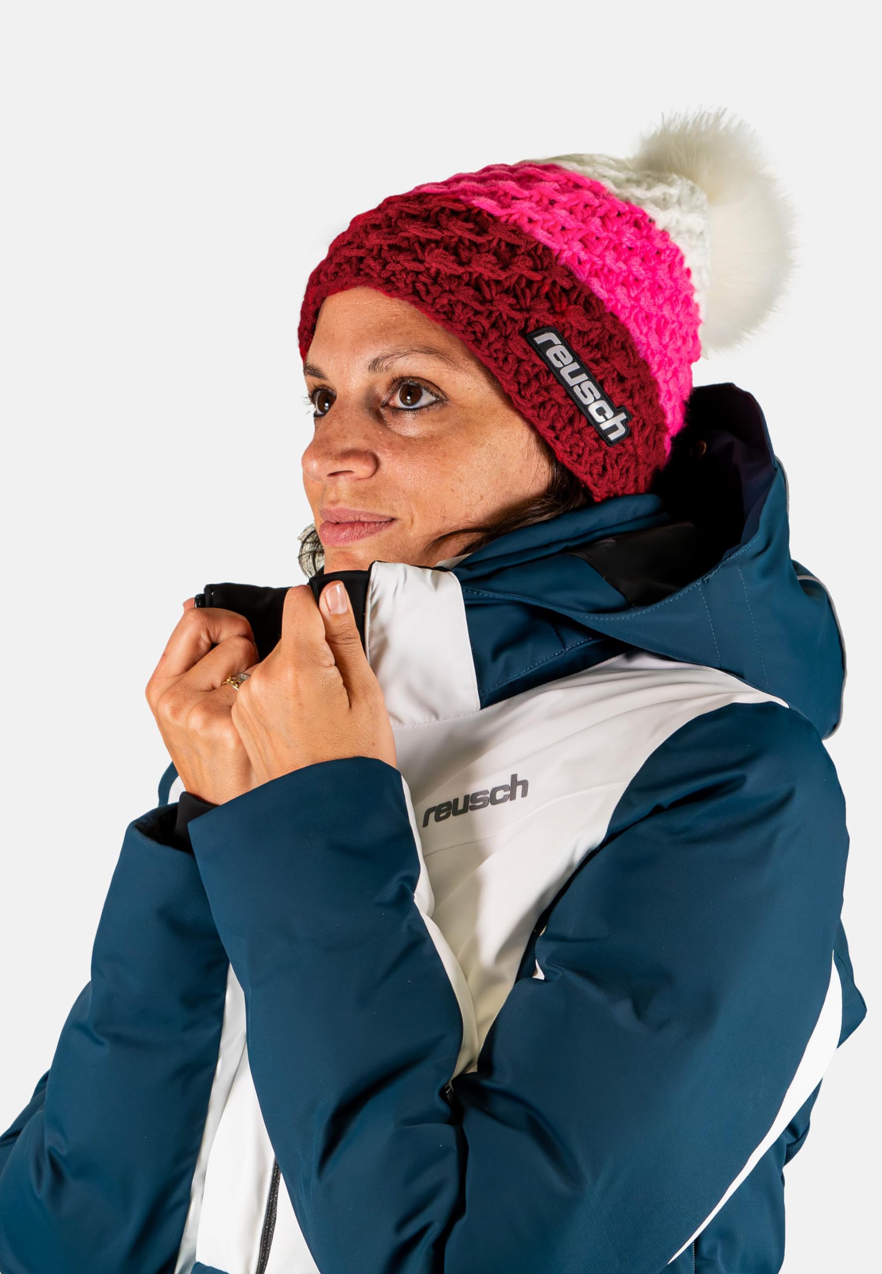 reusch-aiden-beanie-strickm-tze-unisex-schwarz-t-rkis-bommel-warm image 5