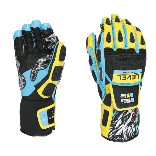 level-worldcup-cf-skihandschuhe-gelb-blau-leder-renn-custom-fit image 1
