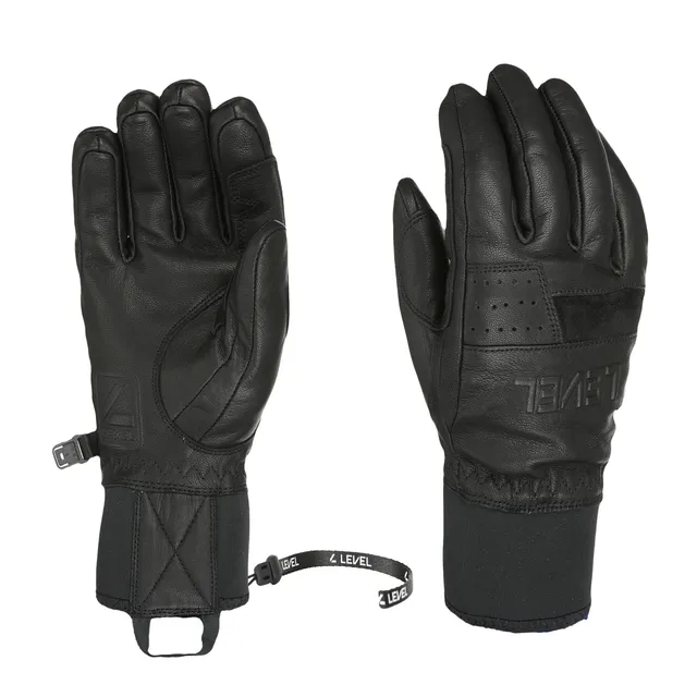 level-half-pipe-eighties-skihandschuhe-schwarz-leder-neoprenbund image 1